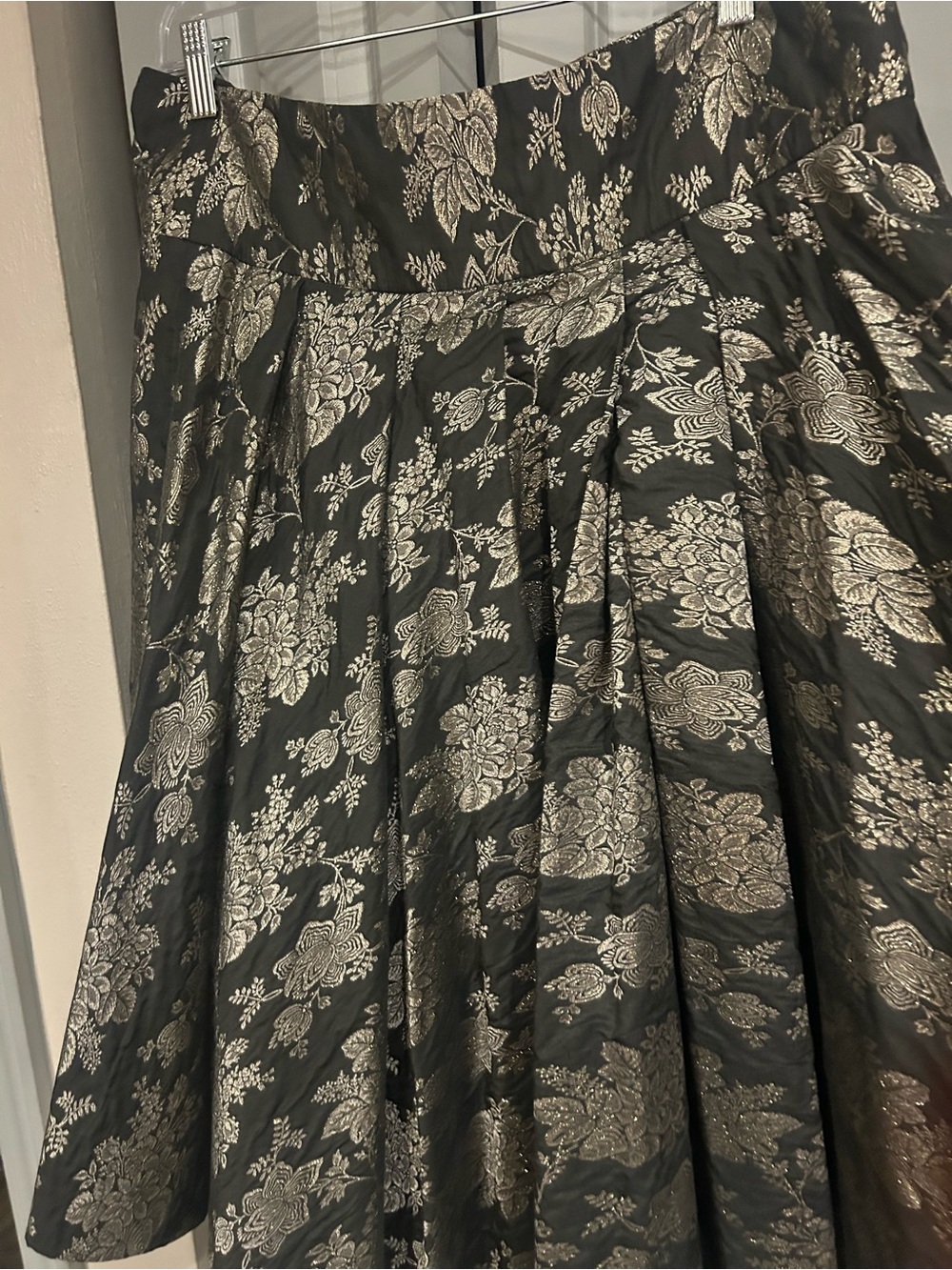 DKNY Black Skirt with Gold Floral Brocade